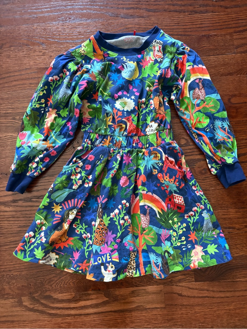 Oilily Girls' Multicolor Floral & Animal Print Dress - Blue Base